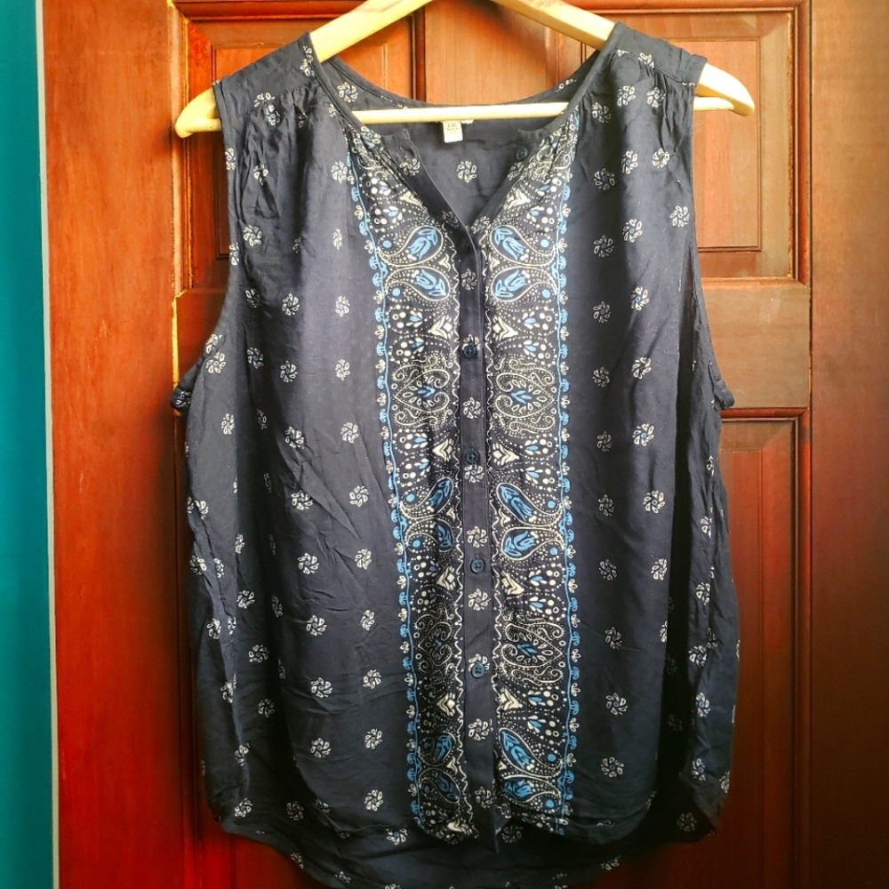 Lucky Brand Floral Paisley Tank Top, Size L